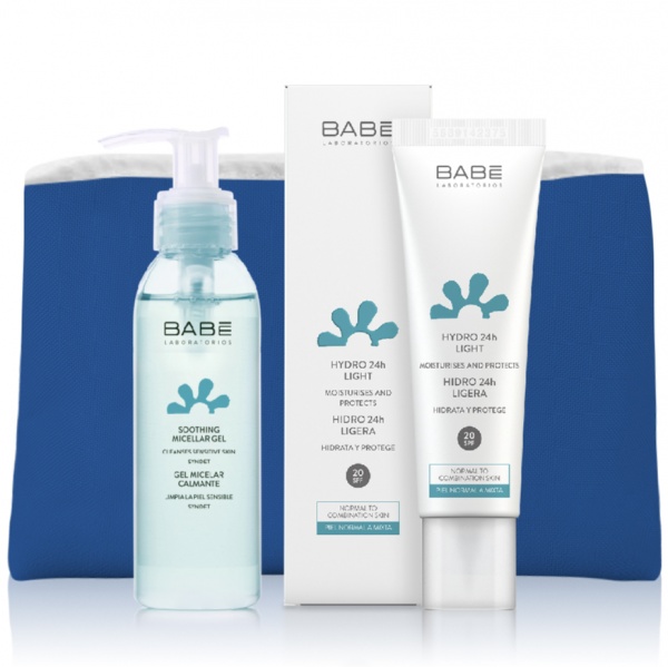 Набір подарунковий BABE Laboratorios для щоденного догляду за шкірою з косметичкою у подарунок