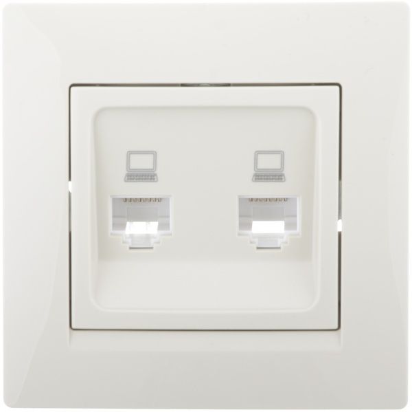 Розетка комп’ютерна подвійна UP! (Underprice) One Plus крем 706-0303-141