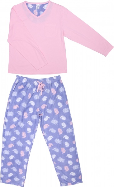 Костюм домашній жіночий La Nuit Home Leaves р. S рожевий із фіолетовим 