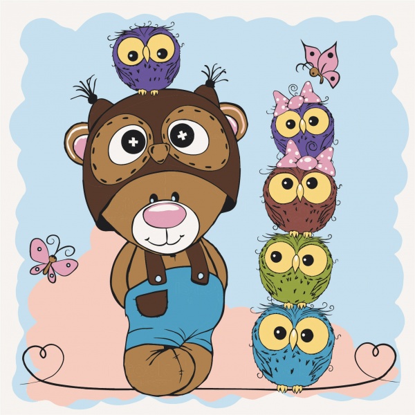 Картина по номерам Медвежонок с совятами 15564-AC 30х30 см ArtCraft 