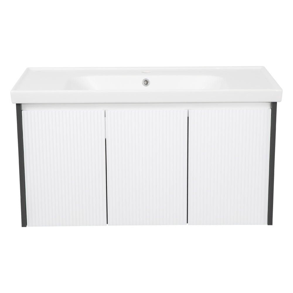 Тумба підвісна Aqua Rodos БАРСЕЛОНА з умивальником Frame 100 см антрацит - білиймат