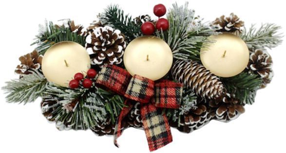 Декорация новогодняя Подсвечник на 3 свечи 28 см W01-1291/7 