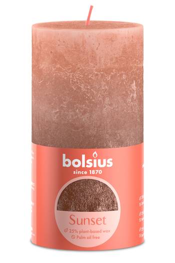 Свеча Рустик столбик SUNSET 130/68 карамельно-медная Bolsius