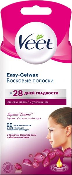 Восковые полоски Veet для чувствительной кожи лица 20 шт./уп.