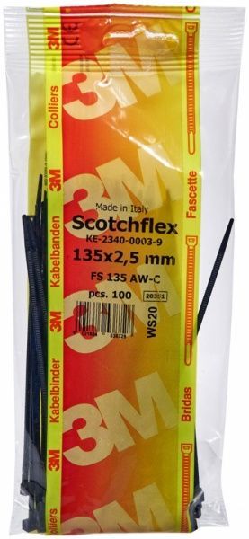 Стяжка кабельная 3M 135x2,5 100 шт. черная