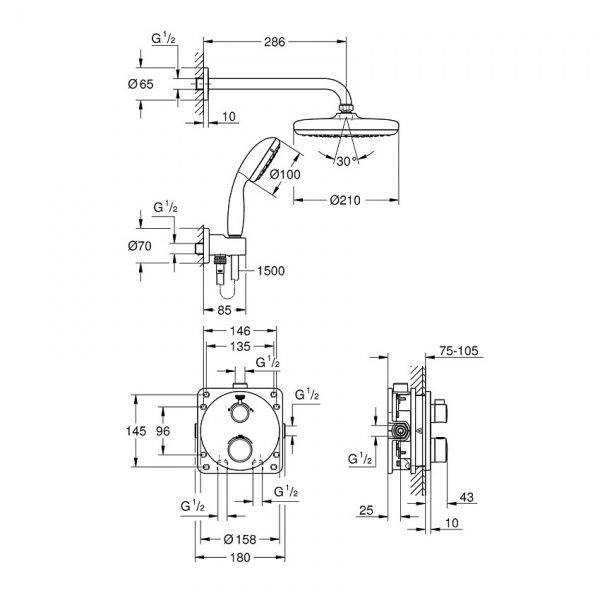 Душова система Grohe Precision Trend Vitalio Start 210