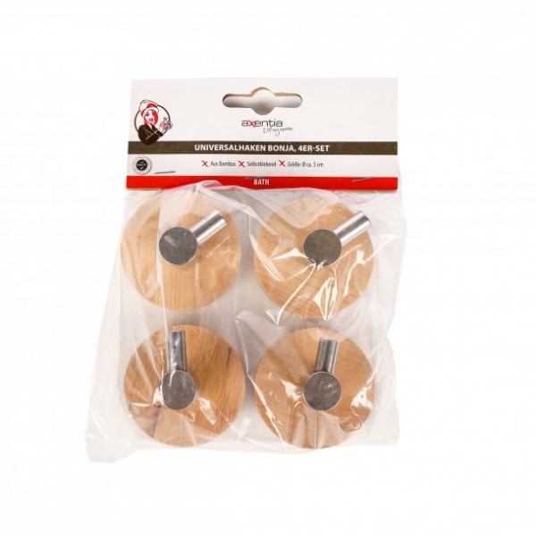 Набор крючков Axentia Bonja 4 шт. нерж/бамбук 133877