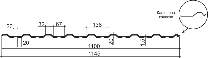 Профнастил матовый Tile Н-20 1145х2000 RAL 8019 коричневый