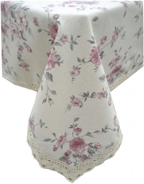 Скатерть Bella Розы с кружевом 134x226 см Прованс 