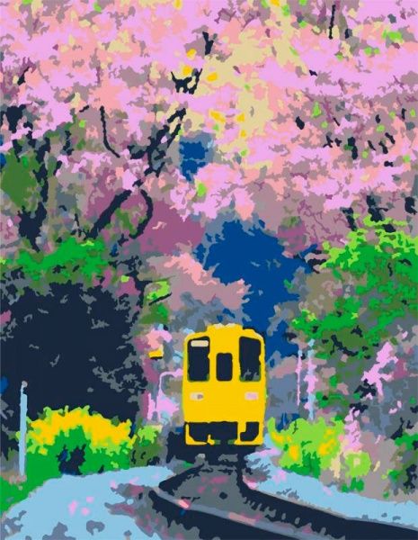 Картина по номерам стандарт акриловая живопись по номерам Яркий поезд Rosa Start 