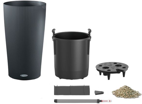 Вазон пластиковий Lechuza CILINDRO COLOR 23 6л сірий 