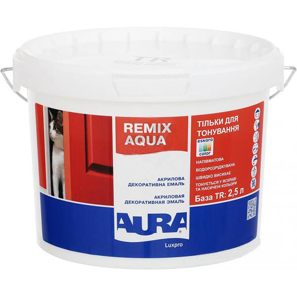 Эмаль акриловая Aura® Luxpro Remix Aqua 30 TR база под тонировку полумат 2,5л