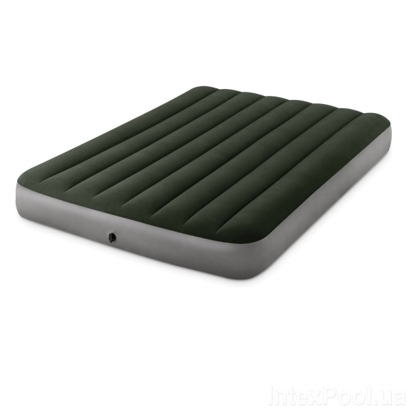 Ліжко надувне Intex 64763 203х152 см зелено-сірий