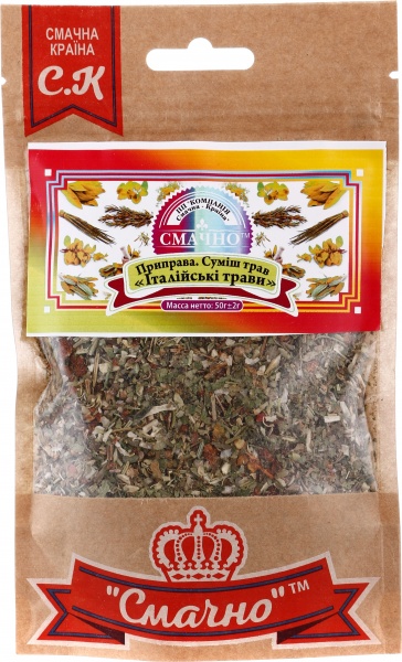 Приправа Суміш трав «Італійські трави» 50 г Смачно 