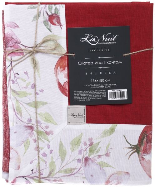 Скатерть Вишневая 136x180 см красный La Nuit 