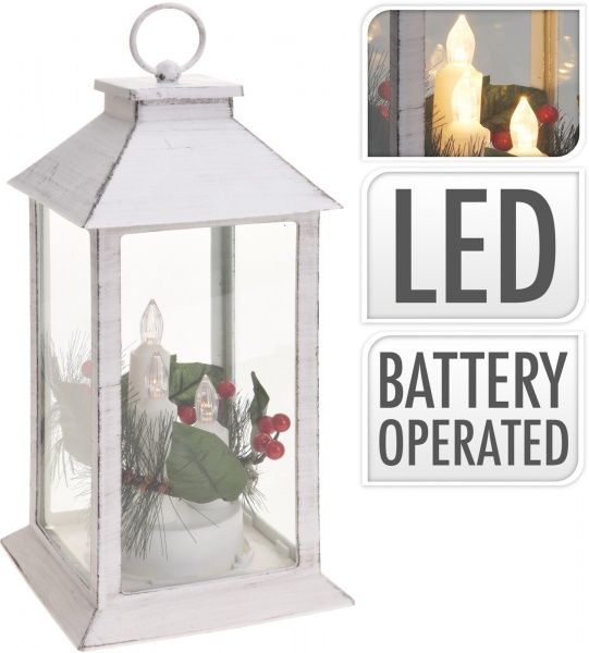 Фонарь декоративный со светодиодной подсветкой белый 14х14х29 см