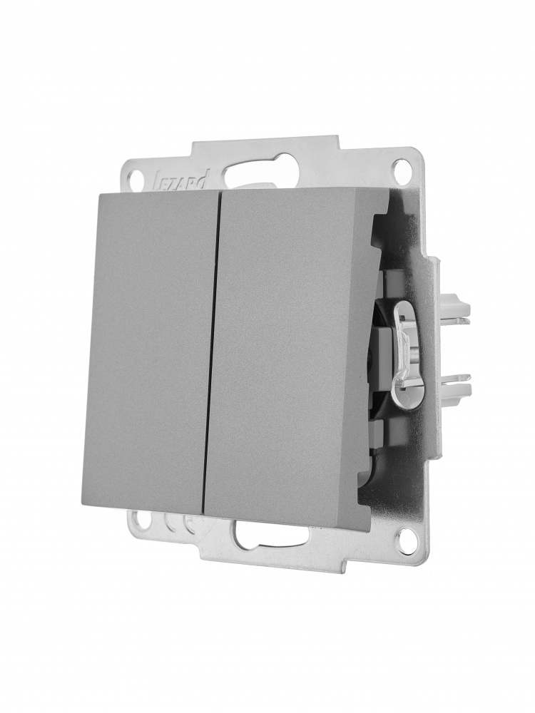 Вимикач двоклавішний Lezard Vesna без підсвітки сірий 742-3588-101