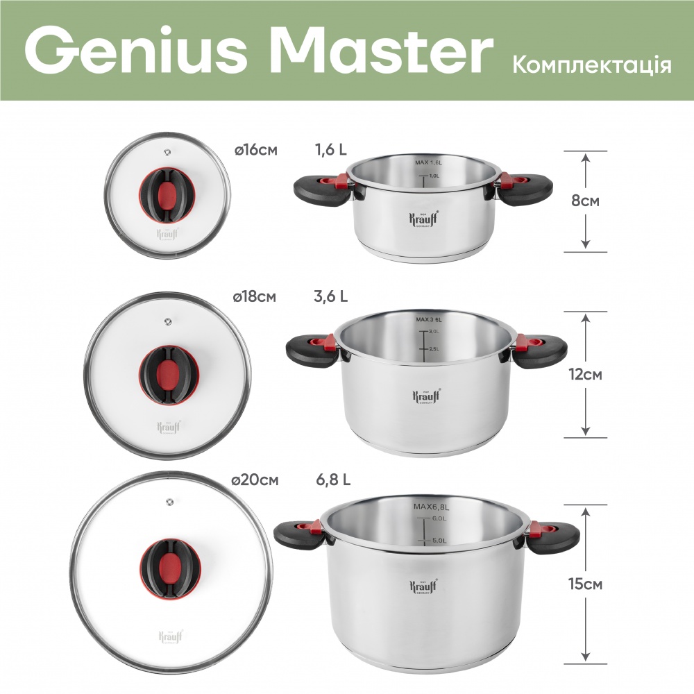 Набор посуды Krauff Genius Master 6 предметов 26-303-014