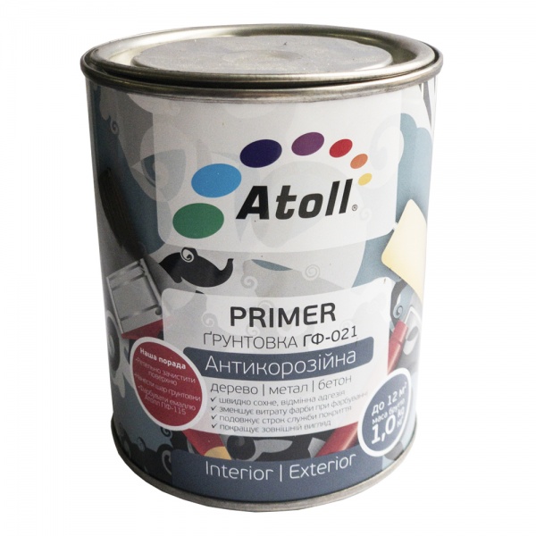 Ґрунтовка антикорозійна Atoll ГФ-021 білий мат 0,9кг