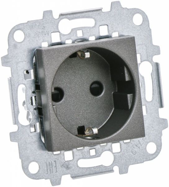 Розетка із заземленням ABB Zenit SCHUKO 16 А 250 В без шторок антрацит N2288 AN Z