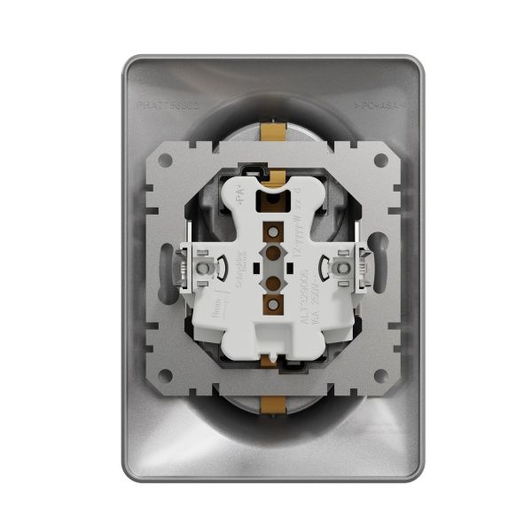 Розетка силова подвійна із заземленням Schneider Electric Sedna Design зі шторками без кришки алюміній SDD313221