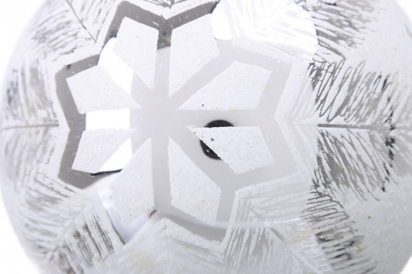 Куля новорічна сніжна колекція d 80 мм білий