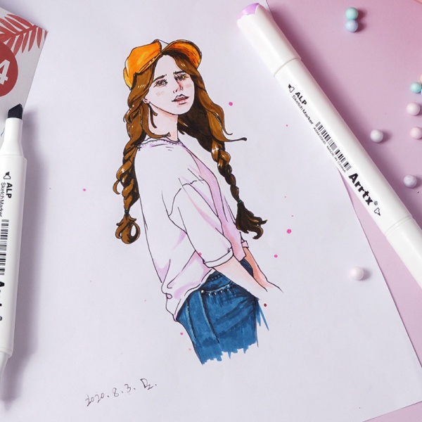 Набор маркеров Arrtx спиртовых Alp ASM-02PL 24 цвета фиолетовые оттенки LC302239 