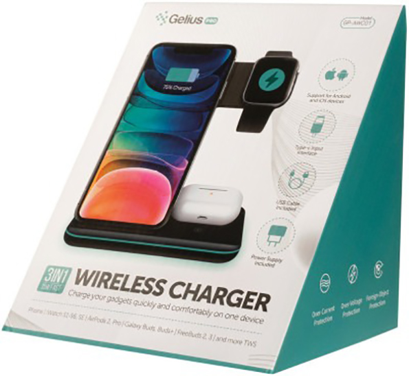 Беспроводное зарядное устройство Gelius Pro Wireless Charger 3в1 15W GP-AWC01 Черный 