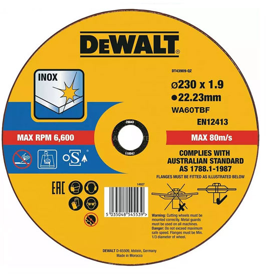 Круг відрізний DeWalt INOX 230 x 1,6 x 22,23 мм DT43909