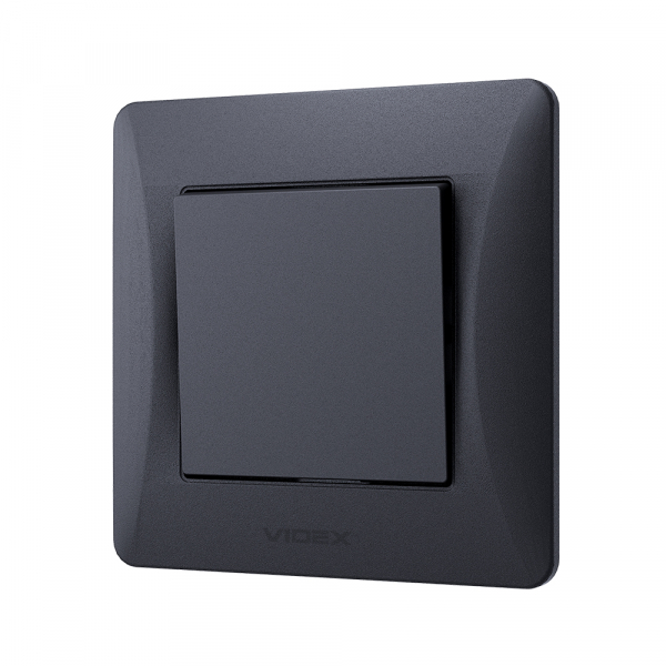 Вимикач одноклавішний Videx Binera без підсвітки чорний графіт VF-BNSW1-BG