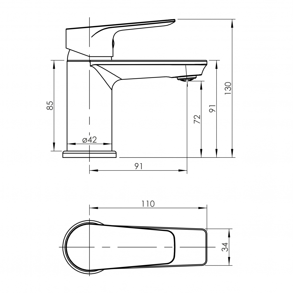 Змішувач для умивальника RJ VERO, хром, 35 мм