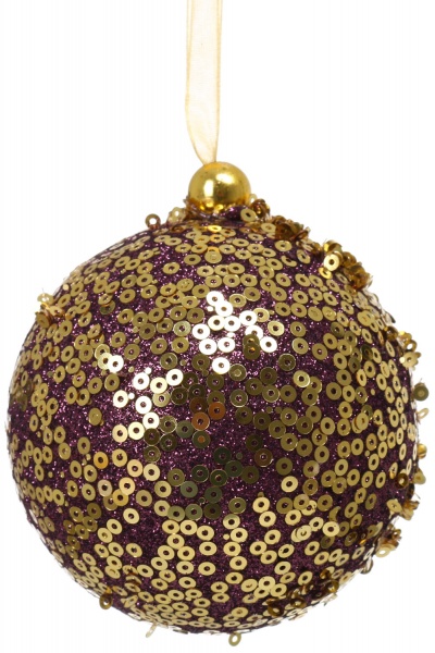 Елочная игрушка в форме шара с пайетками и блестками CAA126140 8 см 