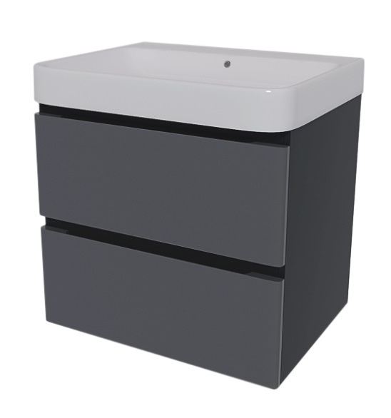 Тумба підвісна Сансервіс Hilton-60 з умивальником ZEN-60 сірий мат