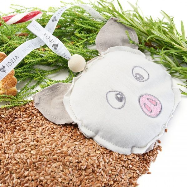 Подушка IDEIA грелка Поросенок со льном бело-серый 10х13 см 8000030259 