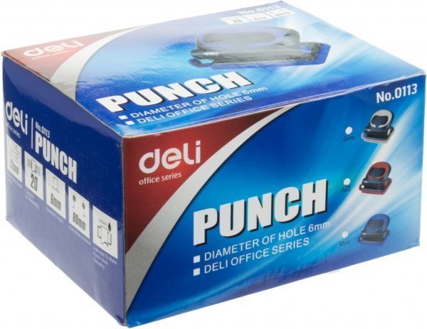 Дырокол с линейкой 20 листов 0113 Deli