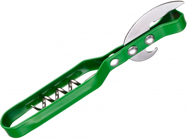 Відкривачка для консервних банок металева універсальна зі штопором