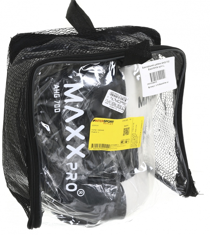 Шлем боксерский MaxxPro р. L AHG-700 Black/White vynil L черныйбелый