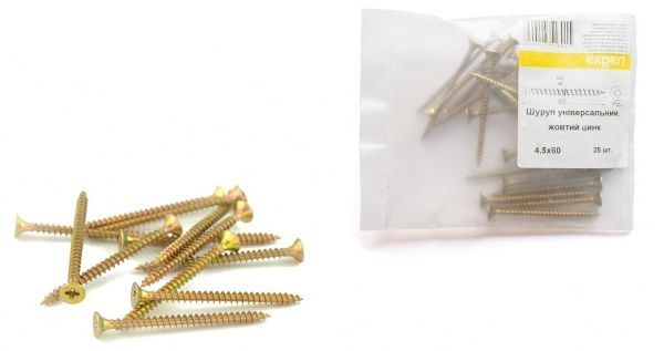 Шуруп універсальний потайна головка ЦЖ 4,5x60 мм 25 шт. жовтий Expert Fix