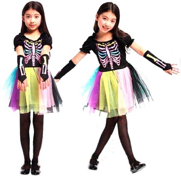 Костюм дитячий карнавальний Кольоровий Скелетик р.110 чорний CC315B 