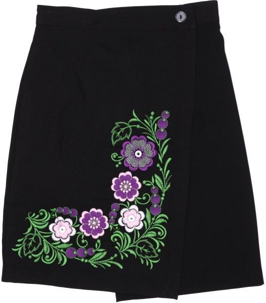 Юбка для девочек плахта с вышивкой Україна р.140-146 черный С008Д 