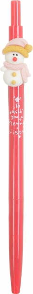 Ручка кулькова Новорічна атрибутика Сніговик 