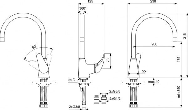 Змішувач для кухні Vidima Orion B0881AA