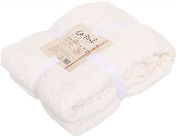 Плед Flannel Embossed Whisper White 200x220 см молочный La Nuit 