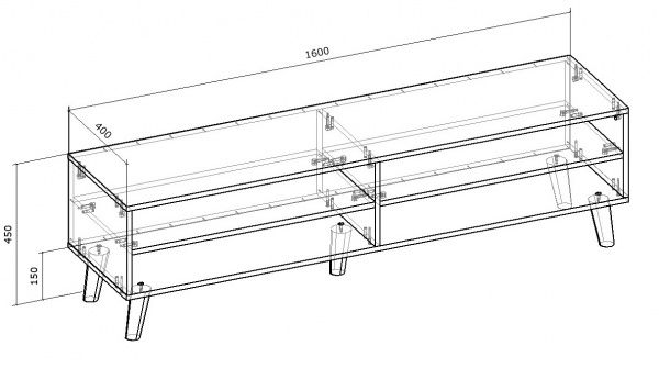 Тумба под ТВ Грейд RETRO Валентия 1600х450х400 нимфея альба