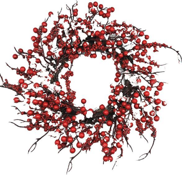 Вінок новорічний з ягідками та засніженістю d400 мм LFG34185 