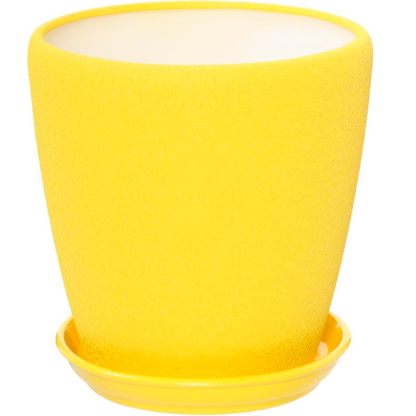 Горщик керамічний Оріана-Запоріжкераміка Грація №2 шовк жовтий круглий 4,5л жовтий (056-2-061) 
