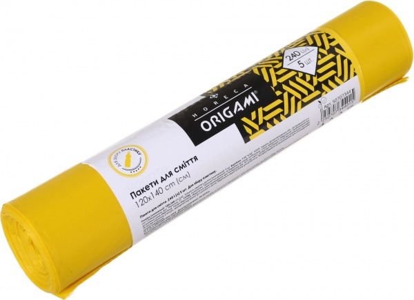 Мішки для побутового сміття Origami Horeca для збору пластику стандартні 240 л 5 шт.