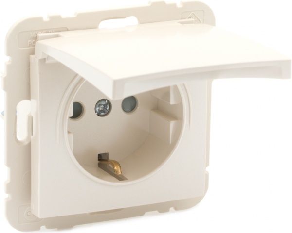 Розетка с заземлением Efapel Logus 2P+Z 16 А 250 В без шторок с крышкой металлик перламутровый