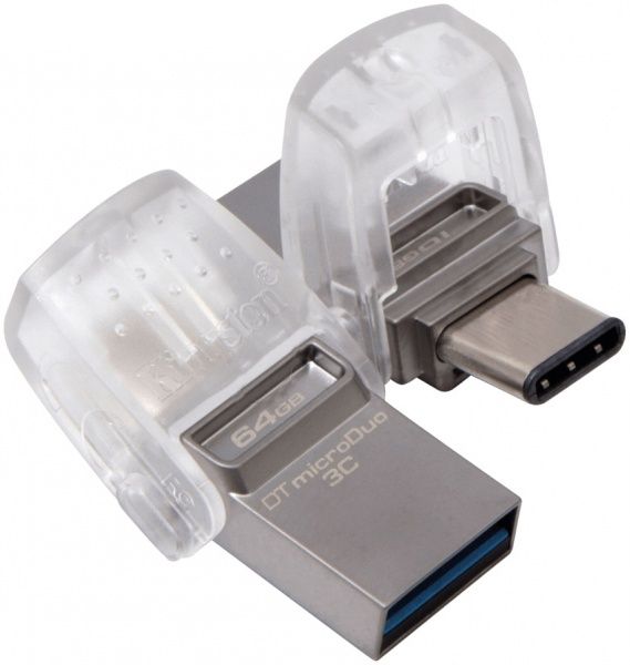 Флеш-память USB Kingston DataTraveler MicroDuo 3C 64 ГБ USB Type-CUSB 3.1 silver (DTDUO3C/64GB)  