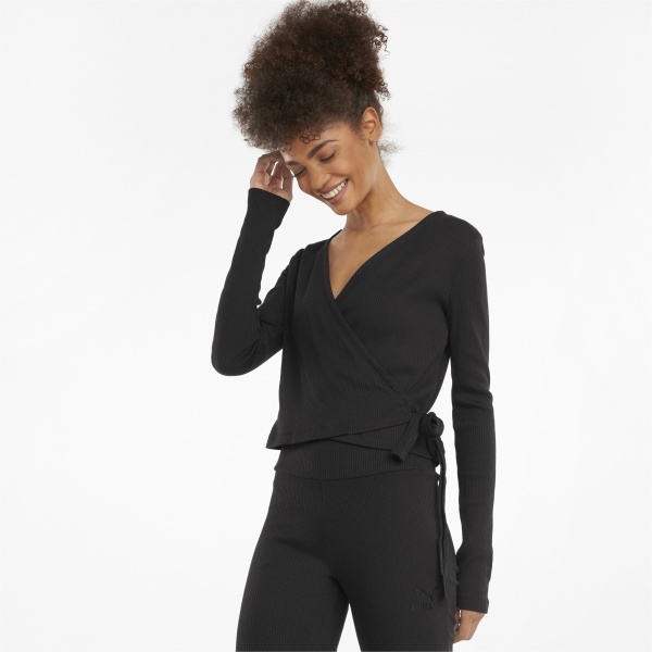 Футболка Puma Classics Ribbed Wrap Top 58998401 р.XL чорний